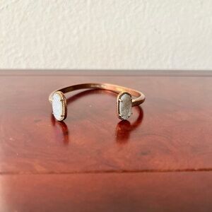 Kendra Scott Elton Station Cuff Bracelet in 14k-Rose-Gold with Iridescent Drusy